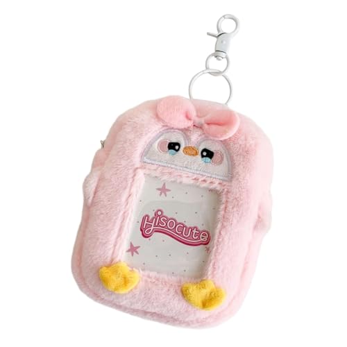 Oshhni Plüsch-Fotokartenhalter, Schlüsselanhänger, einzigartiges Geschenk, süßer Taschenanhänger für Fußballkarten, Rosa von Oshhni