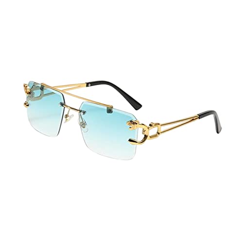 Oshhni Randlose Sonnenbrille, rechteckig, rahmenlose Brille, Brillen, Sommer, trendige Sonnenbrille für Reisen, Frauen, Männer, Strandurlaub, Party, GRÜN von Oshhni