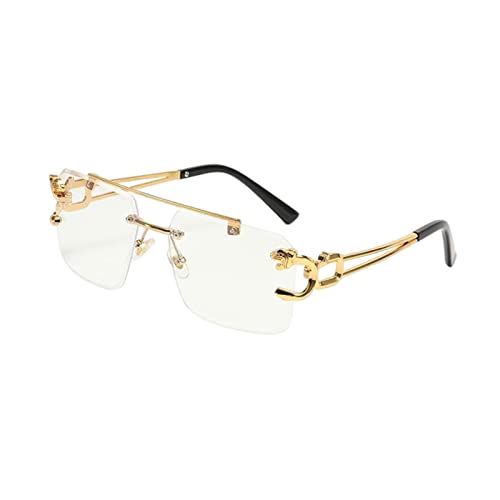 Oshhni Randlose Sonnenbrille, rechteckig, rahmenlose Brille, Brillen, Sommer, trendige Sonnenbrille für Reisen, Frauen, Männer, Strandurlaub, Party, Weiß von Oshhni