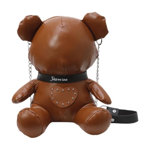 Oshhni Schultertasche mit Bärenmotiv und Riemen, Reisebrieftasche für Verabredungen, Pendeln, Einkaufen, Braun von Oshhni