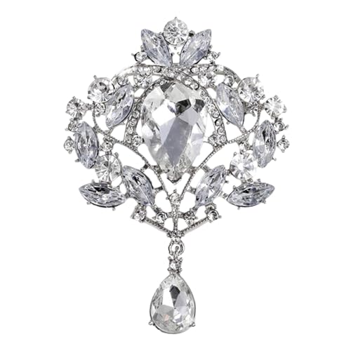 Oshhni Strass-Broschen, Kristallbrosche, Kleidungszubehör, Brosche für Damen, dekorative Anstecknadel, Schmuck für Schal, Kleidungsdekor, SILBER von Oshhni