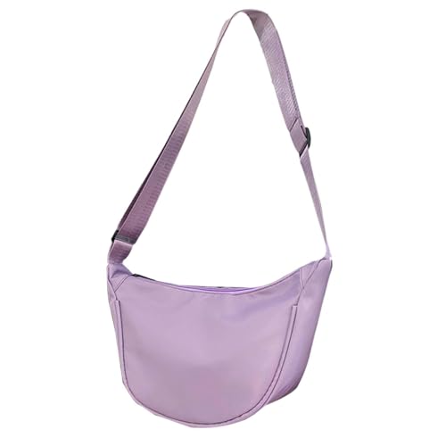 Oshhni Umhängetasche, Halbmondtasche, Hüfttasche, Brusttasche, Nylon, trendig, schlicht, für Damen, Umhängetasche, Knödeltasche für Urlaub, Strand, Reisen, violett von Oshhni