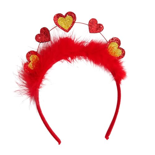 Oshhni Valentinstag-Herz-Stirnband für Damen, Haarschmuck für Erwachsene, Kinder, Photobooth-Requisiten für Jubiläums-Festival, Rot von Oshhni