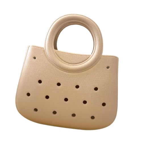 Oshhni Women Mini Strandbeutel, wasserdichte Einkaufstasche öffnen leichte Aufbewahrung mit Loch, Khaki von Oshhni