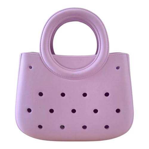 Oshhni Women Mini Strandbeutel, wasserdichte Einkaufstasche öffnen leichte Aufbewahrung mit Loch, Lila von Oshhni