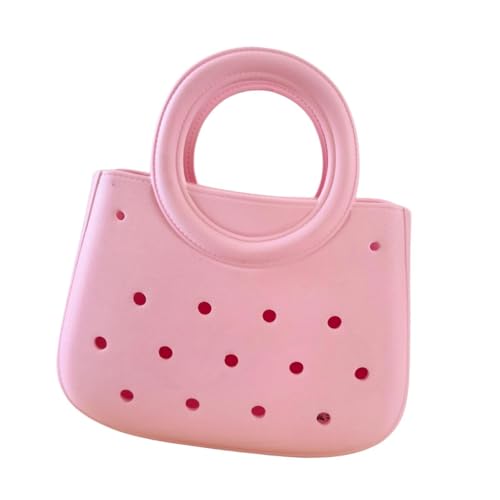 Oshhni Women Mini Strandbeutel, wasserdichte Einkaufstasche öffnen leichte Aufbewahrung mit Loch, Rosa von Oshhni