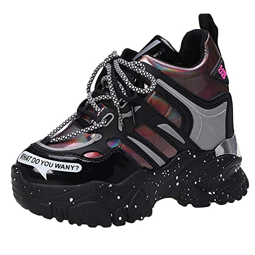 Ositree Plateau Sneaker Damen Chunky Sneakers Freizeitschuhe Stilvolle Dicke Boden Sport Schnüren Athletik Frühling Herbst Mode Bequem Cross Gym Turnschuhe von Ositree