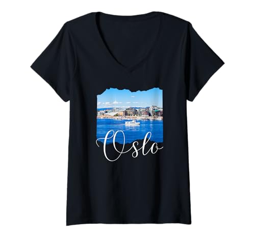 Damen Oslo Norway Souvenir / Oslo T-Shirt mit V-Ausschnitt von Oslo Norway Souvenir Store