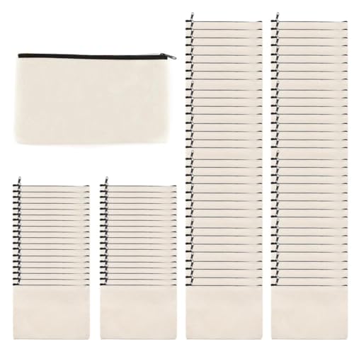 Osmond 100 Stück DIY Tasche Mehrzweck-Kulturbeutel Leinwand Reißverschluss Federmäppchen Make-up , Beige und Schwarz von Osmond