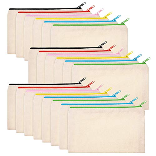 Osmond 20 Stück Canvas Kosmetiktasche Multifunktionale Kosmetiktasche Reise Kosmetiktasche Stift Münze Tasche Blank DIY Tasche von Osmond