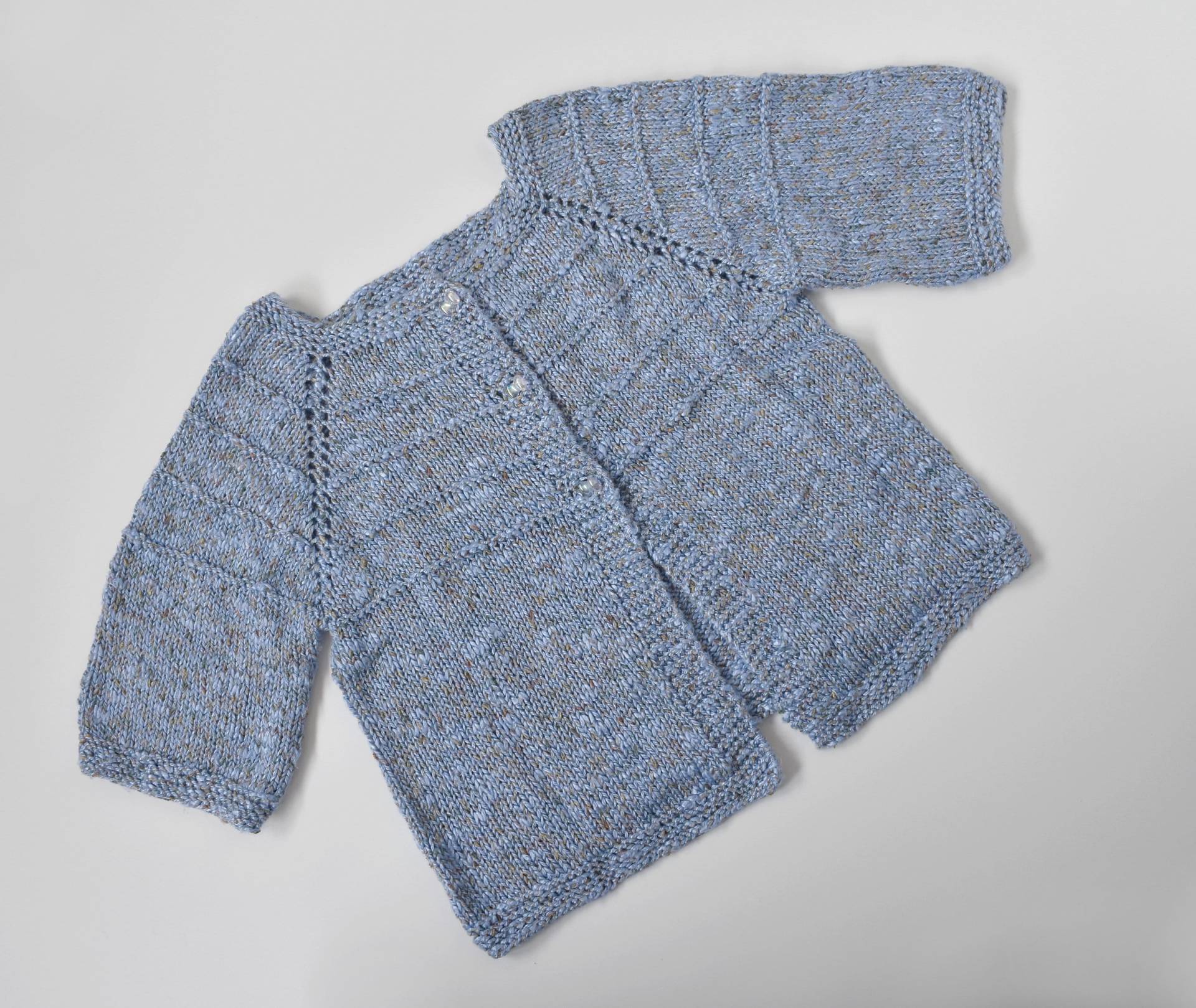Handgestrickte Mädchen Strickjacke Blau Melange Pullover | 4-6 Jahre von OsnowaStore