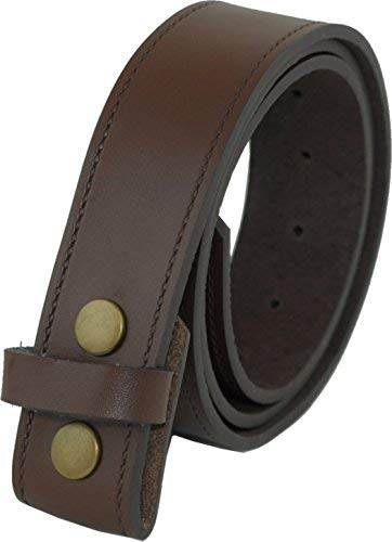 Echtes Leder 40mm Druckknopf Gürtel Ohne Schnalle - Schwarz oder Braun (3XL (122cm - 132cm taille), Braun) von Ashford Ridge