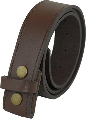 Echtes Leder 40mm Druckknopf Gürtel Ohne Schnalle - Schwarz oder Braun (4XL (132cm - 142cm taille), Braun) von Ashford Ridge