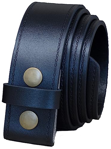 Echtes Leder 40mm Druckknopf Gürtel Ohne Schnalle - Schwarz oder Braun (4XL (132cm - 142cm taille), Schwarz) von Ashford Ridge