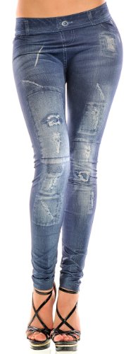 Glamour-Outfit Jeans Leggings Destroyed Look, L/XL, Blau von Ostenx