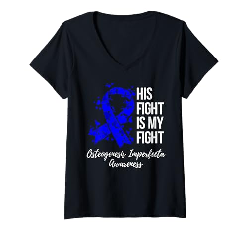 Damen Sein Kampf ist Mein Kampf Osteogenesis Imperfecta Awareness T-Shirt mit V-Ausschnitt Damen Sein Kampf ist Mein Kampf Osteogenesis Imperfecta Awareness T-Shirt mit V-Ausschnitt von Osteogenesis Imperfecta Awareness Products Tees