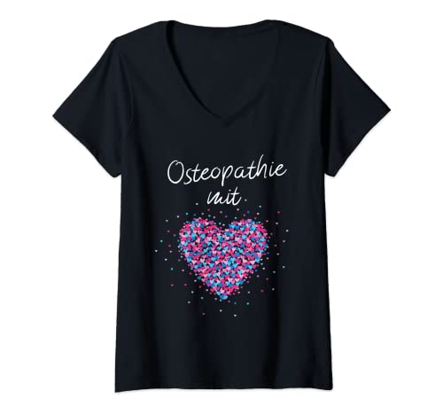 Damen Osteopathie mit Herz Osteopathin Alternative Medizin T-Shirt mit V-Ausschnitt Damen Osteopathie mit Herz Osteopathin Alternative Medizin T-Shirt mit V-Ausschnitt von Osteopathie Ostehopathe Osteopathin Therapie