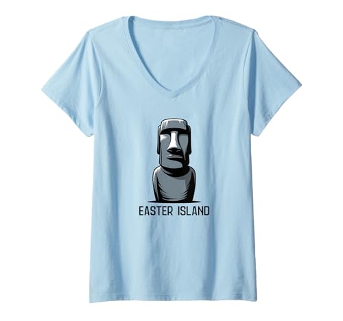 Damen Moai Statue Osterinsel Rapa Nui T-Shirt mit V-Ausschnitt von Osterinsel Rapa Nui