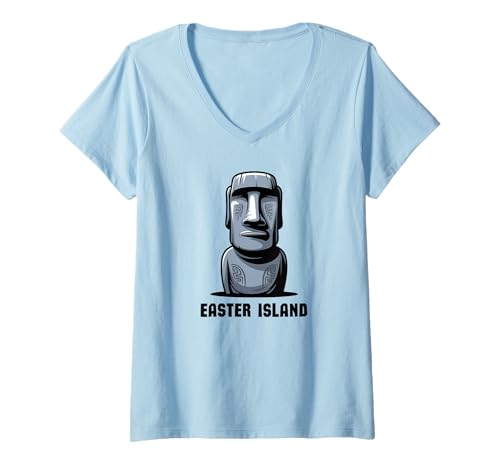 Damen Moai Statue Osterinsel Rapa Nui T-Shirt mit V-Ausschnitt von Osterinsel Rapa Nui