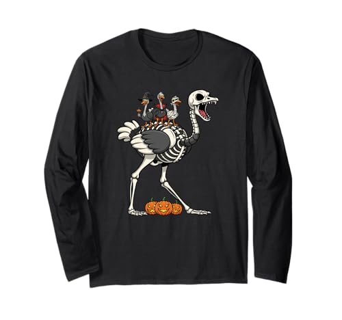 Straußen-Skelett Mama Hexe Halloween Kinder Herren Damen Langarmshirt Straußen-Skelett Mama Hexe Halloween Kinder Herren Damen Langarmshirt von Ostrich Lovers Cute Halloween Outfits for Boy Girl
