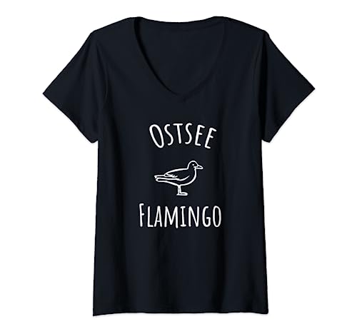 Damen Ostsee Flamingo Strand Möwe Meer Geschenke T-Shirt mit V-Ausschnitt Damen Ostsee Flamingo Strand Möwe Meer Geschenke T-Shirt mit V-Ausschnitt von Ostsee Möwe Geschenk