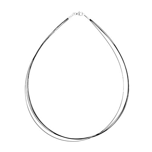 Halsreif - Nyloncollier 5-reihig -schwarz- - Edelstahl - Verschluß aus Silber 925/000 von Ostsee- Schmuck