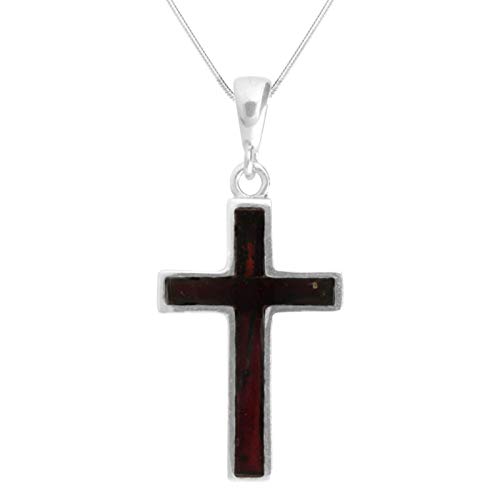 Kette mit Anhänger - Kreuz 28 x 18 - Silber 925/000 - Bernstein von Ostsee-Schmuck