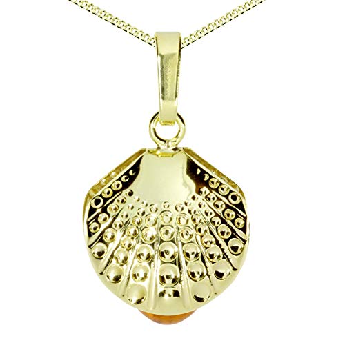 Kette mit Anhänger - Muschel - Gold 333/000 - Bernstein von Ostsee-Schmuck