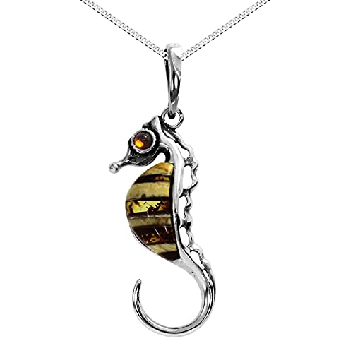 Ostsee-Schmuck - Silber 925/000 Kette mit Anhänger - Seepferdchen - Bernstein von Ostsee-Schmuck