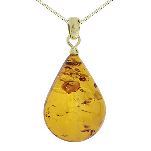 Kette mit Anhänger - Tropfen ca. 26 mm lang - Gold 333/000 - Bernstein von Ostsee- Schmuck