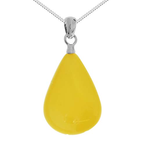 Kette mit Anhänger - Tropfen ca. 26 mm lang - Silber 925/000 - Bernstein von Ostsee- Schmuck