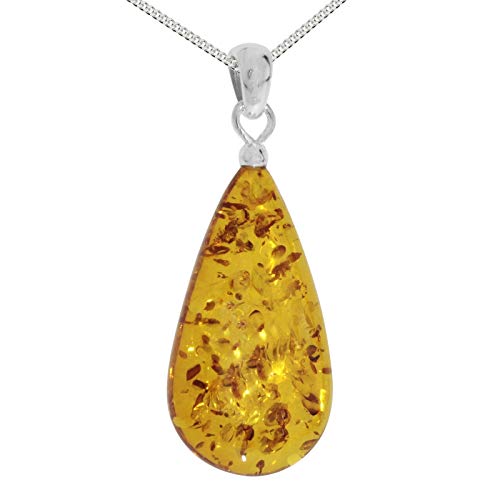Ostsee-Schmuck - Kette mit Anhänger - Tropfen ca. 30 mm lang - Silber 925/000 - Bernstein für Erwachsene, Klassik-Fans - Unisex - Klassisch - Bernstein, Silber Ostsee-Schmuck - Kette mit Anhänger - Tropfen ca. 30 mm lang - Silber 925/000 - Bernstein für Erwachsene, Klassik-Fans - Unisex - Klassisch - Bernstein, Silber von Ostsee- Schmuck