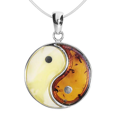 Kette mit Anhänger - Yin & Yang - Silber 925/000 - Bernstein von Ostsee- Schmuck