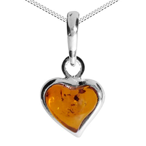 Kette mit Anhänger - kleines Herz - Silber 925/000 - Bernstein Kette mit Anhänger - kleines Herz - Silber 925/000 - Bernstein von ORTCI