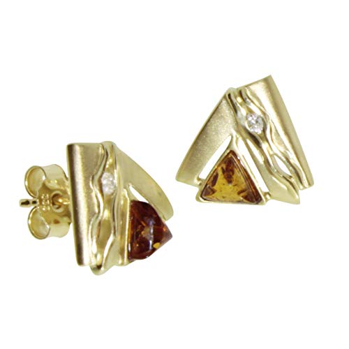 Ohrstecker - Benita - Gold 585/000 - Bernstein/Brillant von Ostsee- Schmuck