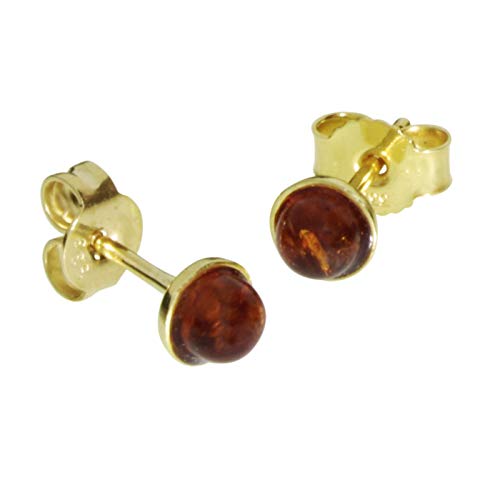 Ohrstecker - Classic 4 mm - Gold 333/000 - Bernstein von Ostsee- Schmuck