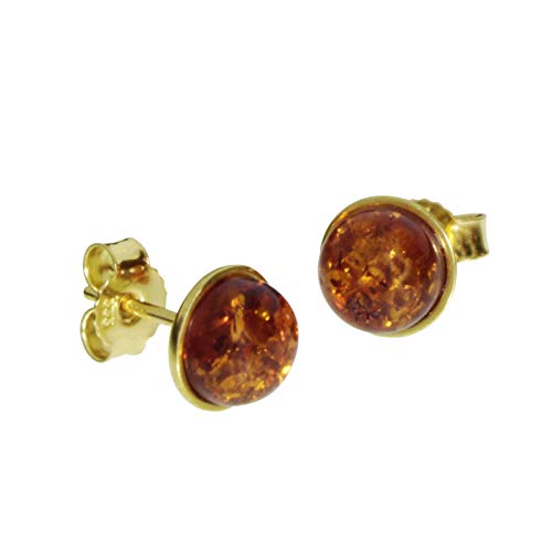 Ohrstecker - Classic 7 mm - Gold 585/000 - Bernstein von Ostsee- Schmuck