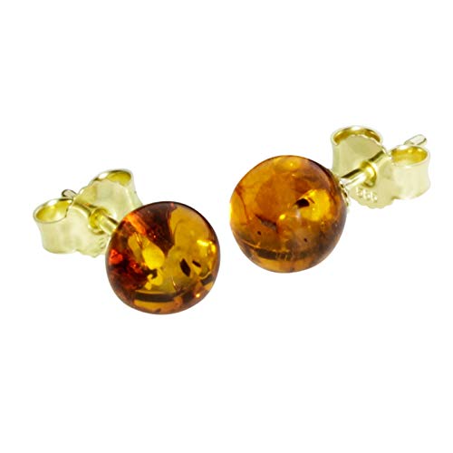 Ohrstecker - Klassisch 7 mm - Gold 585/000 - Bernstein von Ostsee- Schmuck