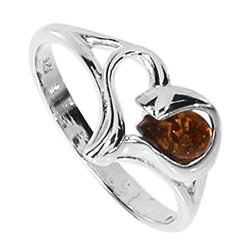 Ring - Herz - Silber 925/000 - Bernstein von Ostsee- Schmuck