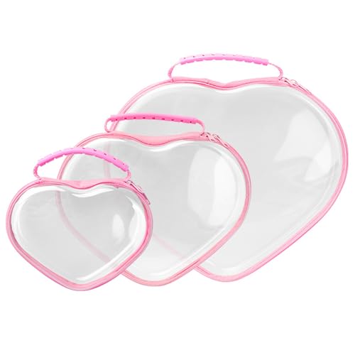 Osuke 3 x Hartschalen-Kulturbeutel mit Reißverschluss, transparent, mit herzförmigem Aufbewahrungsbehälter für Kinderspielzeug, Kulturbeutel, Reise-Organizer, Pink Osuke 3 x Hartschalen-Kulturbeutel mit Reißverschluss, transparent, mit herzförmigem Aufbewahrungsbehälter für Kinderspielzeug, Kulturbeutel, Reise-Organizer, Pink von Osuke