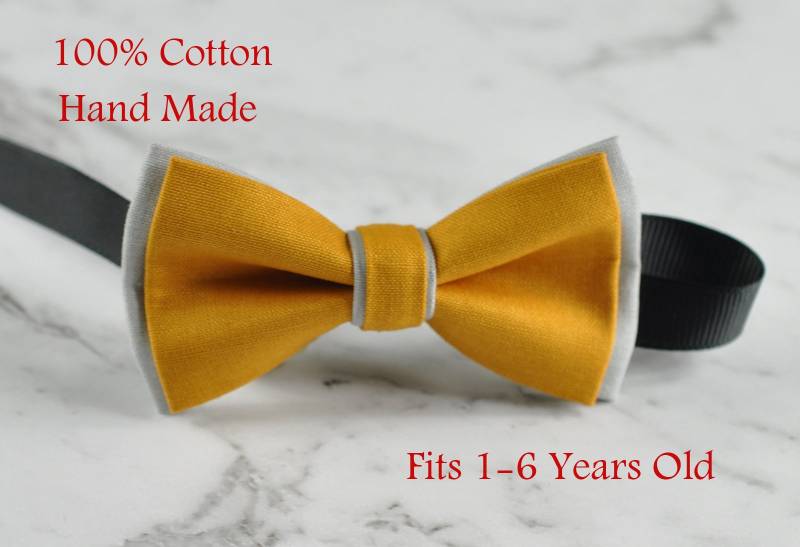Junge Kinder Baby Baumwolle Butterscotch Gelb Grau Fliege Bowtie Party Hochzeit 1-6 Jahre Alt von Osunworld