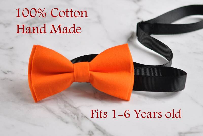 Junge Kinder Baby Kleinkind Seite Junge 100 % Baumwolle Handgefertigt Orange Solide Fliege Bowtie Party Hochzeit 1-6 Jahre Alt von Osunworld