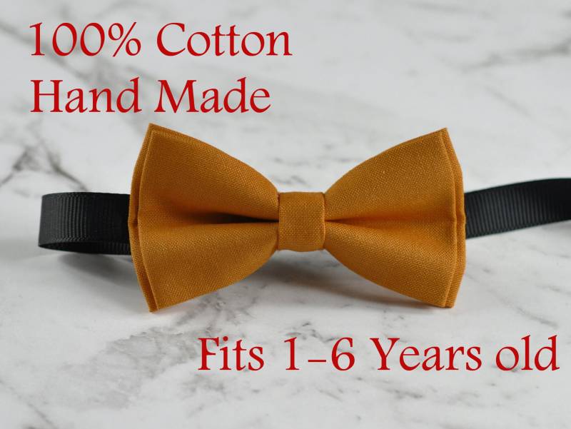 Junge Kinder Baby Säugling 100% Baumwolle Senf Honig Butterscotch Gelb Fliege Party Hochzeit 1-6 Jahre Alt von Osunworld