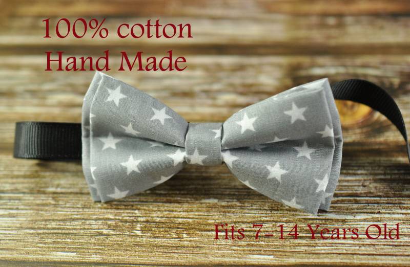 Junge Kinder Teenager Jugend 100 % Baumwolle Grau Weißen Sternen Parttern Bow Tie Bowtie 7-14 Jahre Alten Hochzeitsparty von Osunworld