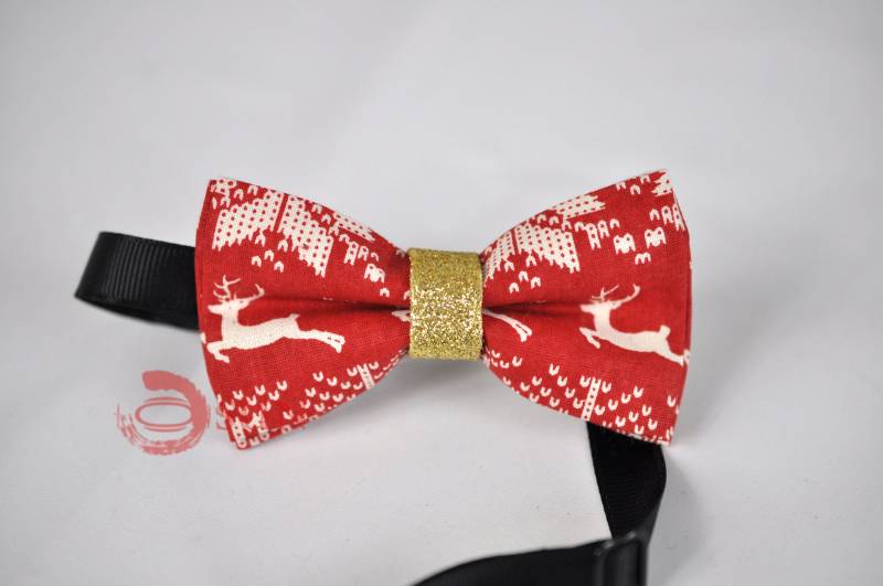 Jungen Kinder Jugend Teenage 100 % Baumwolle Weiß Xmas Weihnachten Deer Elche Muster Rot Gold Fliege Bowtie Party Hochzeit 7-14 Jahre Alt von Osunworld