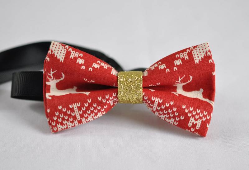 Jungen Kinder Kleinkind 100 % Baumwolle Weiß Xmas Weihnachten Deer Elche Muster Rot Gold Fliege Bowtie Party Hochzeit 1-6 Jahre Alt von Osunworld