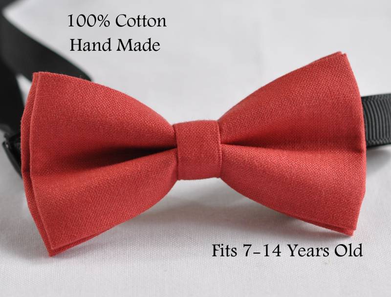 Kinder Seite Junge Jugend Teenage 100 % Baumwolle Leicht Wassermelone Ziegelrot Pretied Schleife Binden Fliege Hochzeit 7-14 Jahre Alt von Osunworld