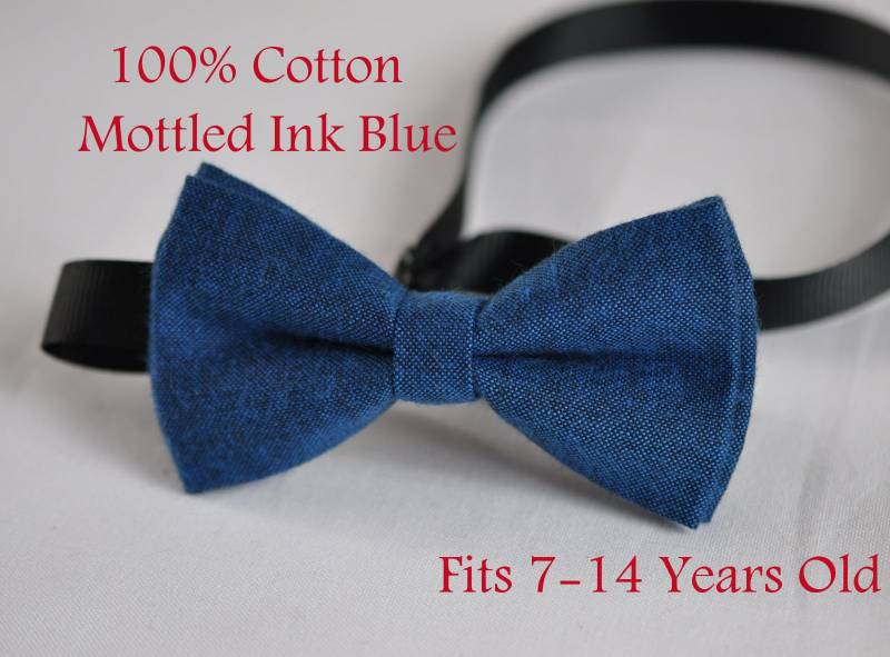 Kinder Seite Junge Teenager Jugend 100 % Baumwolle Melierte Tinte Blau Fliege Hochzeit 7-14 Jahre Passt Alt von Osunworld