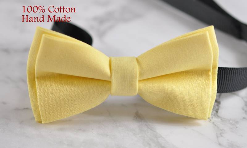 Männer Frauen 100% Baumwolle Matte Baby Gelb Feste Handwerk Fliege Bowtie Hochzeit Party von Osunworld