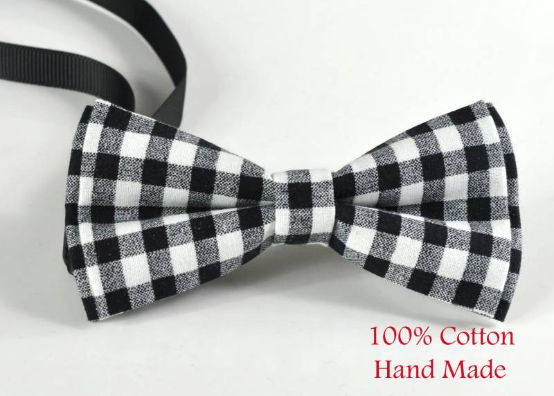 Männer Frauen 100 % Baumwolle Qualität Schwarz Weiß Grau Gittern Handgemachte Pretied Fliege Bowtie Handwerk Hochzeitsparty von Osunworld